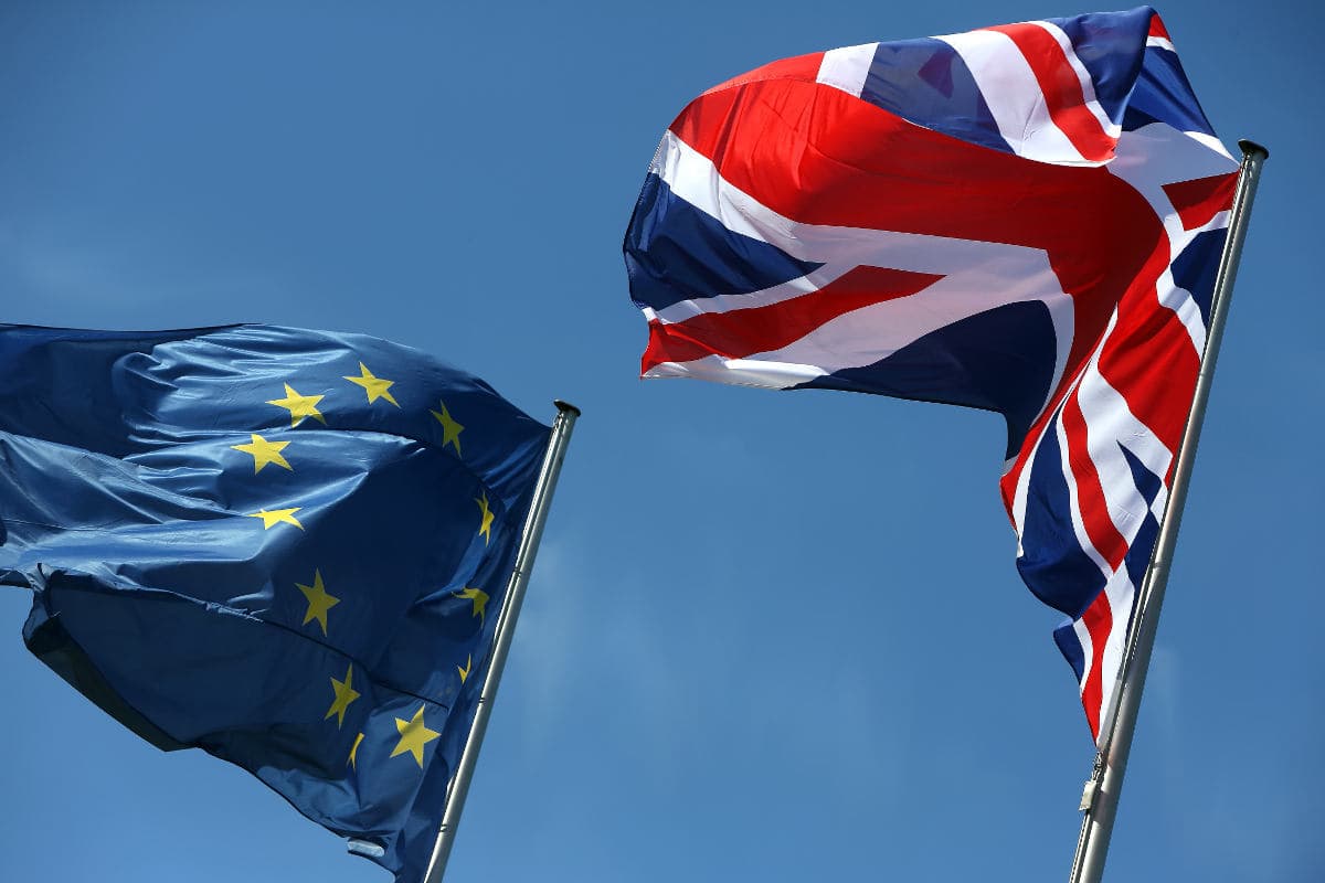 United Kingdom and Euro flag.