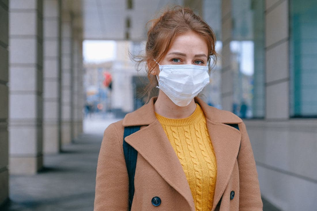 Woman with mask to prevent the spread of coronavirus. Europe is preparing to face the pandemic. Photo by: Anna Shvets.
